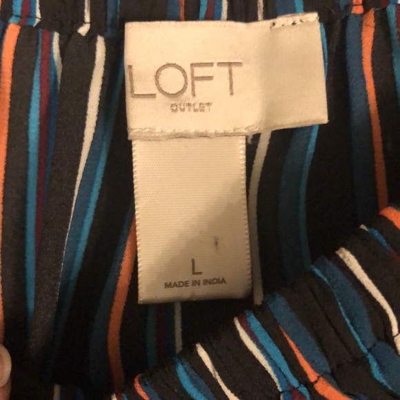 LOFT Outlet black Striped women’s Blouse top loose fit ruffle - Picture 2 of 5